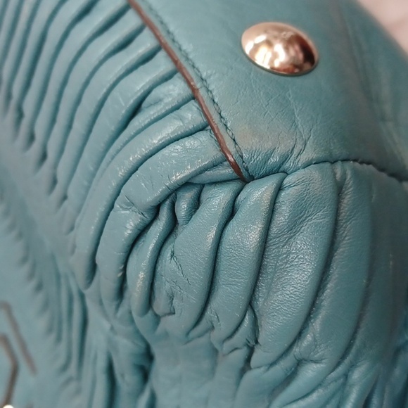 Coach Teal Pleated Taylor Satchel 25252 - Picture 15 of 16